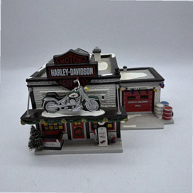1996 Department 56 Original Snow Village Harley-Davidson Motorcycle Shop