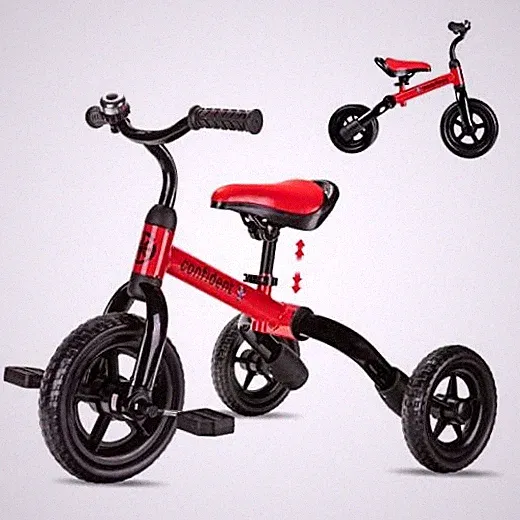 3 in 1 Tricycle for Toddlers Age 2-5 Years Old, Folding Kids Balance Bike Red