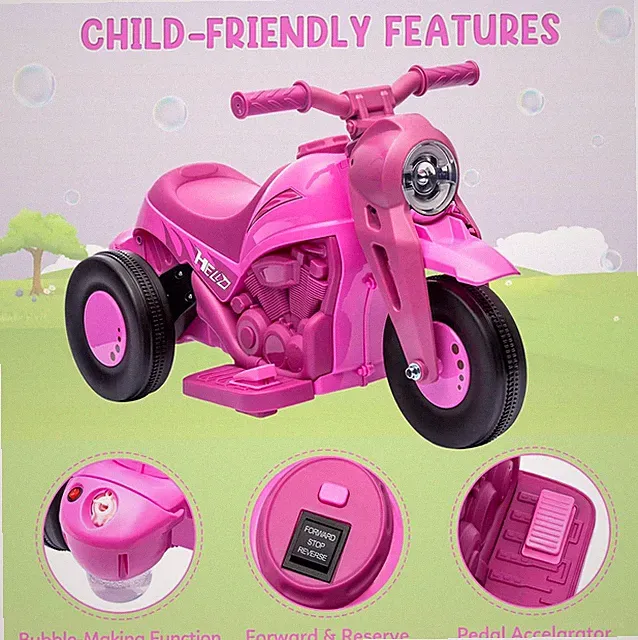 6V Electric 3-Wheel Motorcycle Ride On Bike for Kids w/ LED Headlights