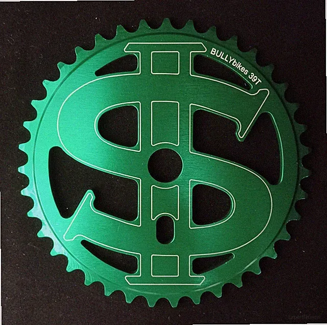 BULLY BMX BIG MONEY SPROCKET GEAR 19mm spindle USA Made! 3/32" 39 tooth GREEN