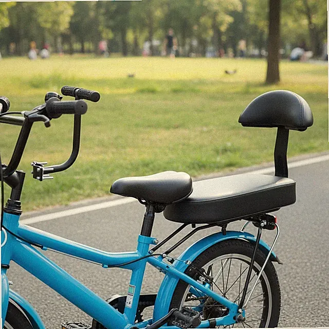 Durable Kids Bike Seat with Armrests & Foot Pedals - Ideal for Ages 5+, Blue