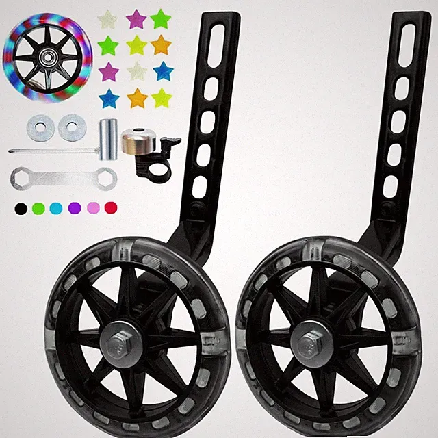 Kids Bicycle Training Wheels, Flash Mute Big Wheel for 12-20" Single Speed Bikes