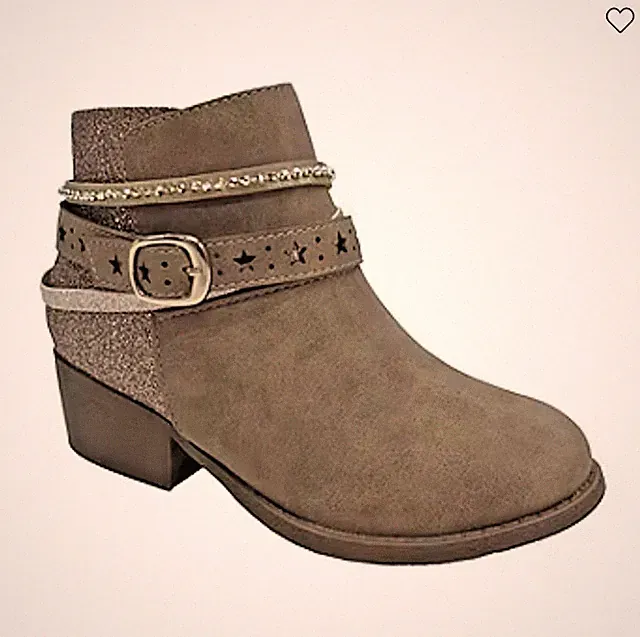Pop Big Kid Girls Wendy Block Heel Sand Ivory Booties Size 3 M, New In Box! R$70