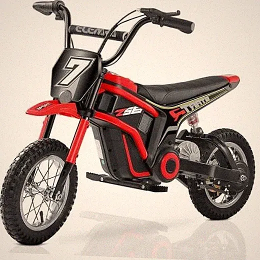 Red Electric Dirt Bike - 350W Motorcycle 24V - Ride on Toy for Big Kids - LED