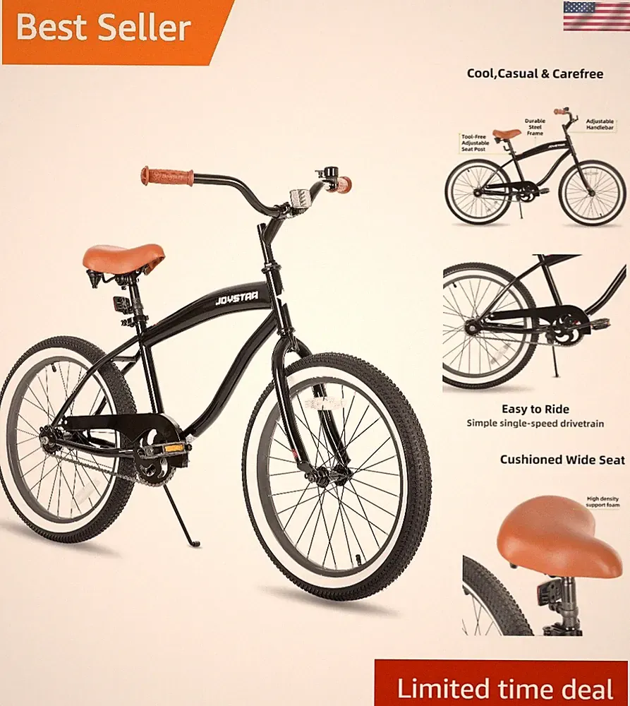Single Speed Beach Cruiser Bicycle for Kids - Perfect for Ages 6-10 with Basket